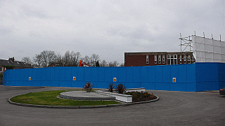 blue painted boards