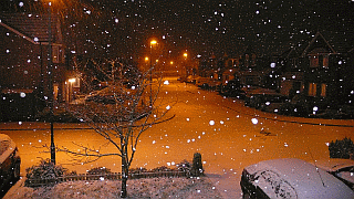 night time snow